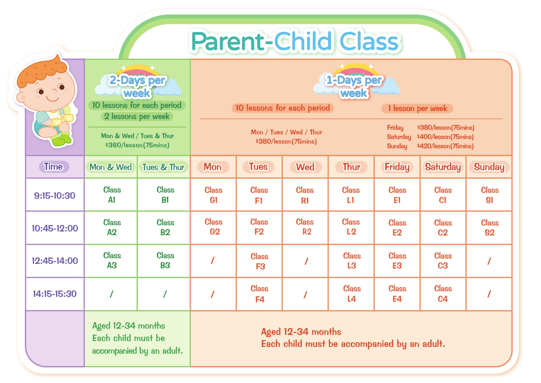 Parent-child Playgroup Timetable